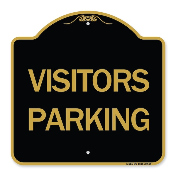 Signmission Designer Series Sign-Visitors Parking, Black & Gold Aluminum Sign, 18" x 18", BG-1818-24618 A-DES-BG-1818-24618 - main